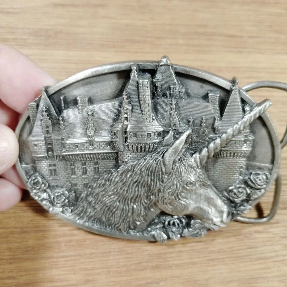 Vintage Unicorn Bergamot Brass Works Belt Buckle 1983 USA V43 Castle Fantasy